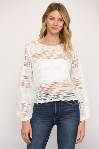 FATE WHITE OPEN KNITTED SWEATER