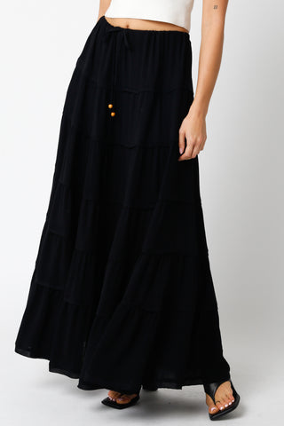 OLIVACEOUS EVELYN BLACK MAXI SKIRT
