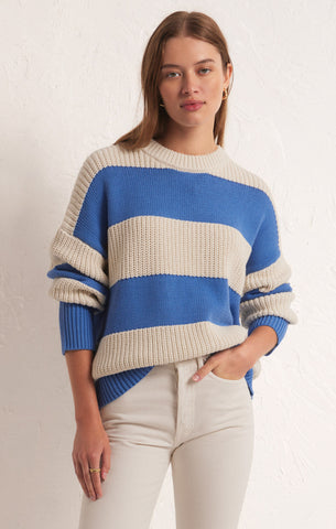 Z SUPPLY FRESCA STRIPE SWEATER BLUE ISLE