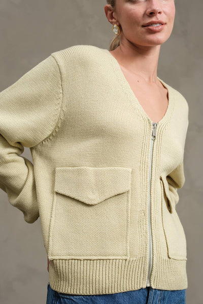 NAVY UTILITY POCKET KNIT ZIP CARDIGAN JACKET