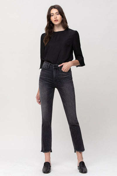 HIGH RISE STRAIGHT CROP W UNEVEN HEM DETAILS DELTA