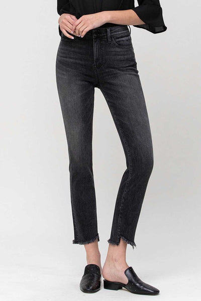 HIGH RISE STRAIGHT CROP W UNEVEN HEM DETAILS DELTA