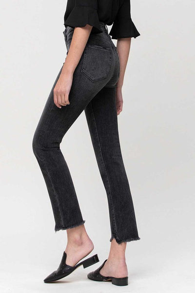 HIGH RISE STRAIGHT CROP W UNEVEN HEM DETAILS DELTA