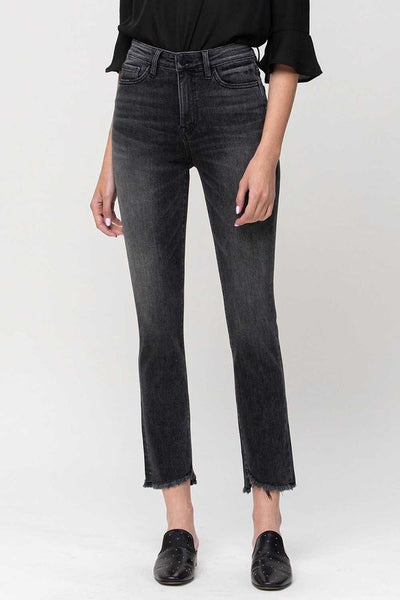 HIGH RISE STRAIGHT CROP W UNEVEN HEM DETAILS DELTA