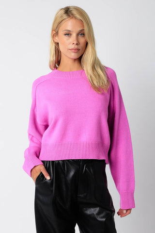 OLIVACEOUS PINK CREW NECK SWEATER PIPER