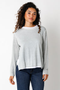 OLIVACEOUS LT BLUE DOUBLE LAYER ILLUSION SWEATER