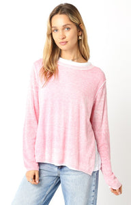 OLIVACEOUS MEGAN  DOUBLE LAYER ILLUSION SWEATER PINK