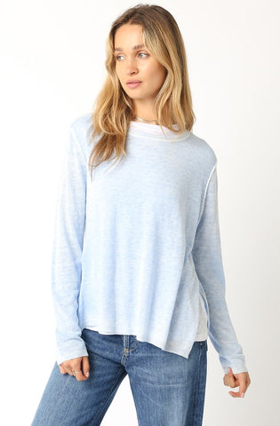 OLIVACEOUS MEGAN  DOUBLE LAYER ILLUSION SWEATER BLUE