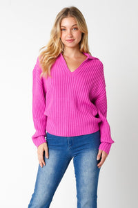 OLIVACEOUS PINK KARI SWEATER FINAL SALE