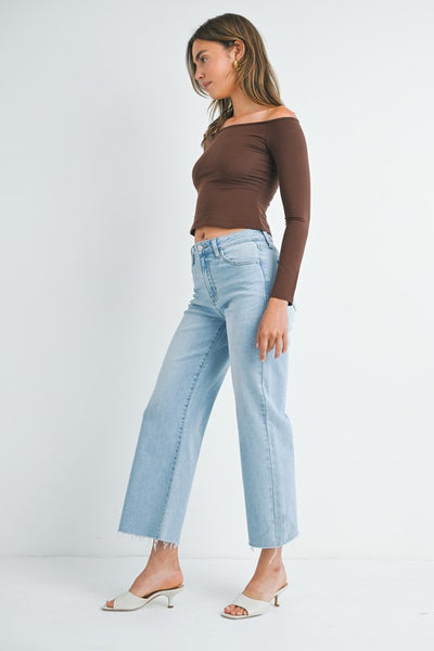 JBD SLIM WIDE LEG JEAN LIGHT WASH LYLA