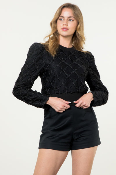 THML BLACK LACE DETAILED TOP