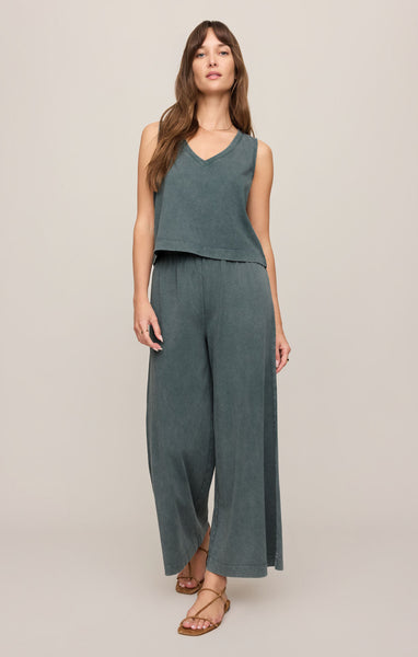 Z SUPPLY SCOUT JERSEY CROP FLARE PANT EMERALD COVE