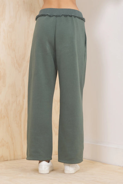 VINTAGE HAVANA OLIVE FLEECE PANT WITH RIB WAISTBAND