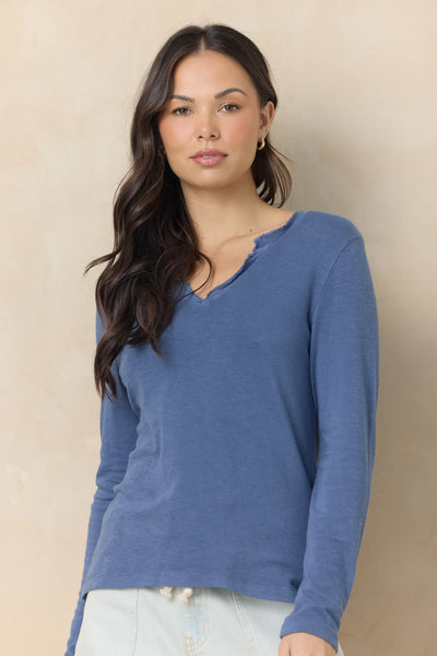 VINTAGE HAVANA PIGMENT DYE LONG SLEEVE BLUE JEAN