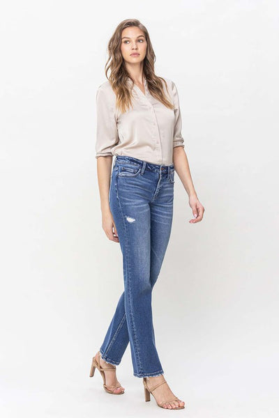 FLYING MONKEY MID RISE DISTRESSED STRAIGHT JEAN DAYNA