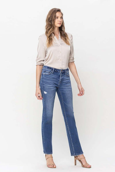 FLYING MONKEY MID RISE DISTRESSED STRAIGHT JEAN DAYNA