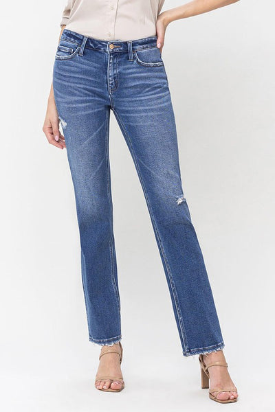 FLYING MONKEY MID RISE DISTRESSED STRAIGHT JEAN DAYNA