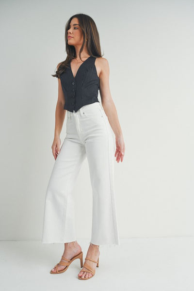 JBD SLIM WIDE LEG JEAN WHITE LUNA