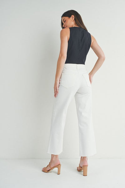JBD SLIM WIDE LEG JEAN WHITE LUNA