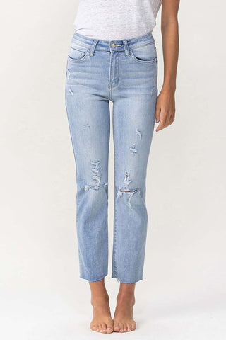 FLYING MONKEY HIGH RISE DISTRESSED CROPPED STRAIGHT JEAN LANI