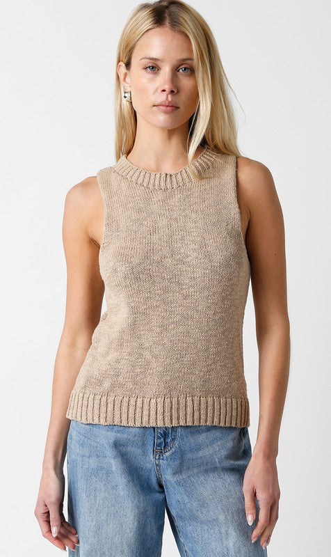 OLIVACEOUS BROOKE SLEEVELESS TOP TAUPE