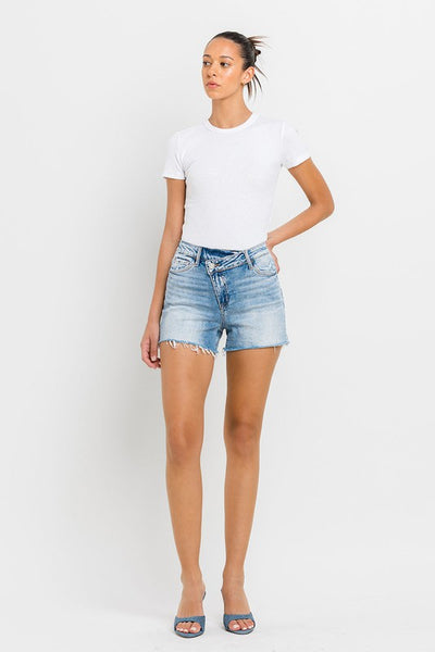 VERVET HIGH RISE CRISS CROSS SHORTS