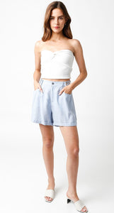 OLIVACEOUS BLUE WHITE BRYNN SHORTS