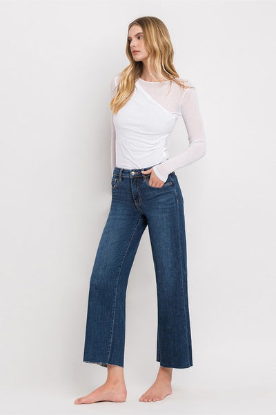 LOVERVET MID RISE WIDE LEG DARK WASH FINLEY