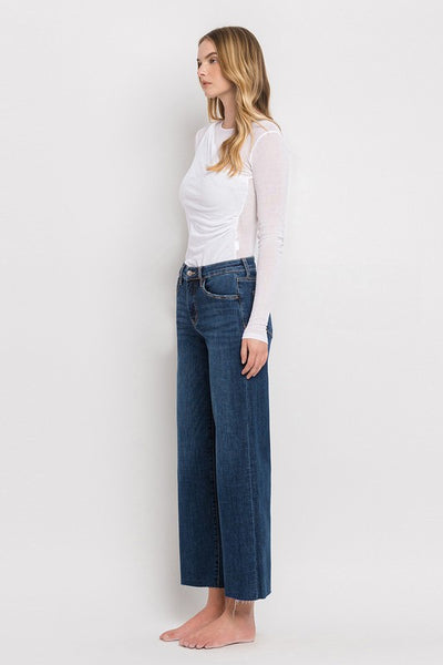 LOVERVET MID RISE WIDE LEG DARK WASH FINLEY