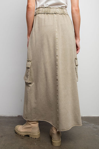 MINERAL WASH TERRY CARGO SKIRT MUSHROOM