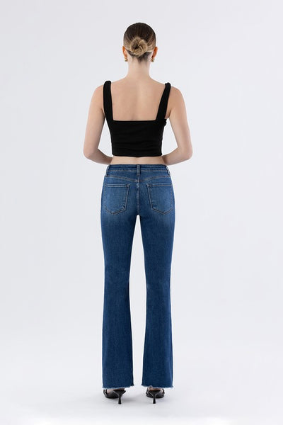 LOVERVET MID RISE RAW HEM BOOTCUT JEANS MICHAELA