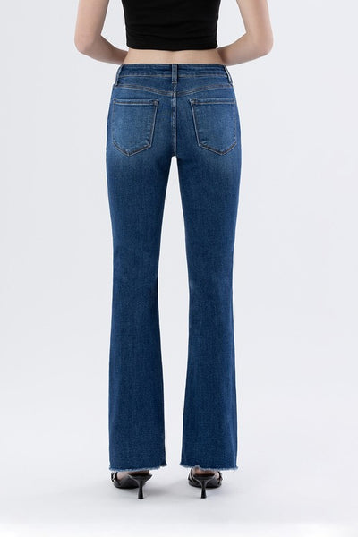 LOVERVET MID RISE RAW HEM BOOTCUT JEANS MICHAELA