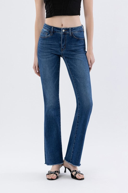 LOVERVET MID RISE RAW HEM BOOTCUT JEANS MICHAELA