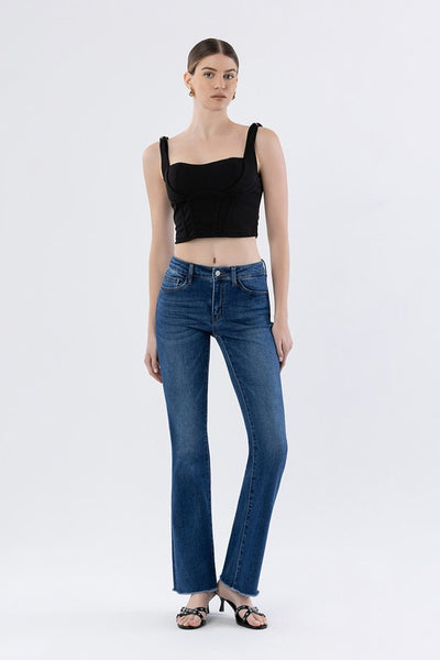 LOVERVET MID RISE RAW HEM BOOTCUT JEANS MICHAELA