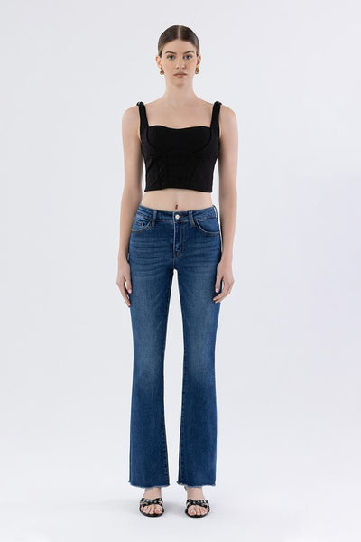 LOVERVET MID RISE RAW HEM BOOTCUT JEANS MICHAELA