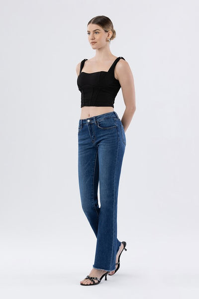 LOVERVET MID RISE RAW HEM BOOTCUT JEANS MICHAELA