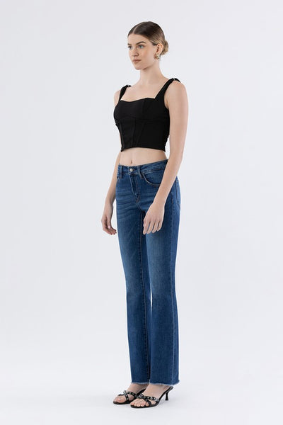 LOVERVET MID RISE RAW HEM BOOTCUT JEANS MICHAELA