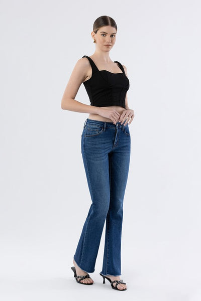 LOVERVET MID RISE RAW HEM BOOTCUT JEANS MICHAELA