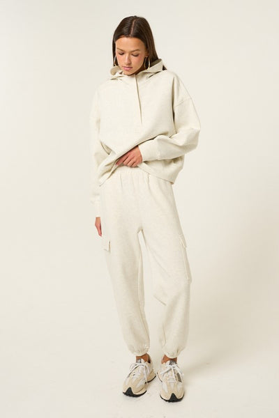 HALF ZIP PULLOVER HOODIE LT HEATHER