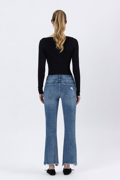 LOVERVET MID RISE FRAYED HEM ANKLE BOOTCUT JEANS EMERSON