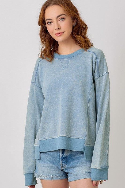 WASHED BLUE TERRY SWEATSHIRT