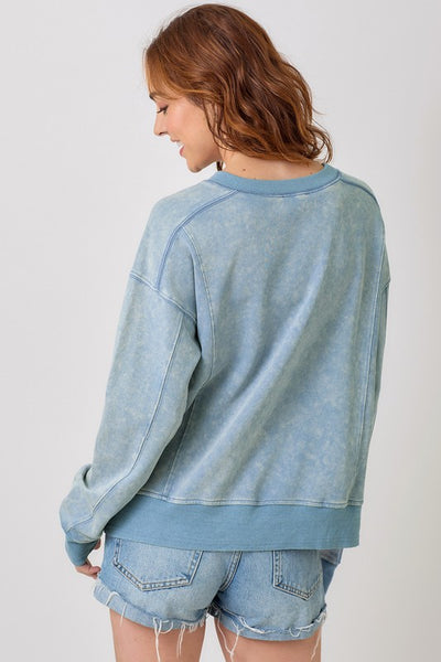 WASHED BLUE TERRY SWEATSHIRT