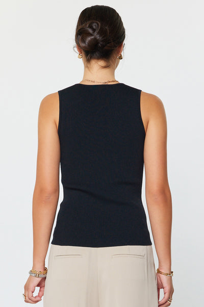 CURRENT AIR BLACK LACE V NECK TANK
