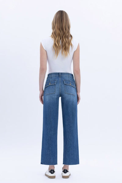 LOVERVET HIGH RISE CROP UTILITY POCKET STRAIGHT JEANS SABRINA