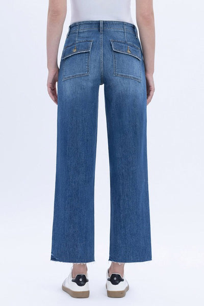 LOVERVET HIGH RISE CROP UTILITY POCKET STRAIGHT JEANS SABRINA