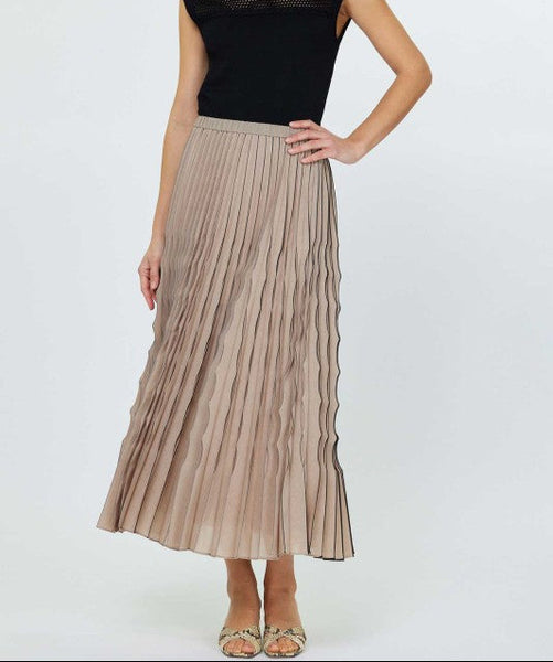 CURRENT AIR TAUPE BLACK PLEATED SKIRT
