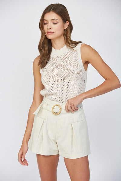 FATE CREAM POINTELLE KNIT SWEATER TANK