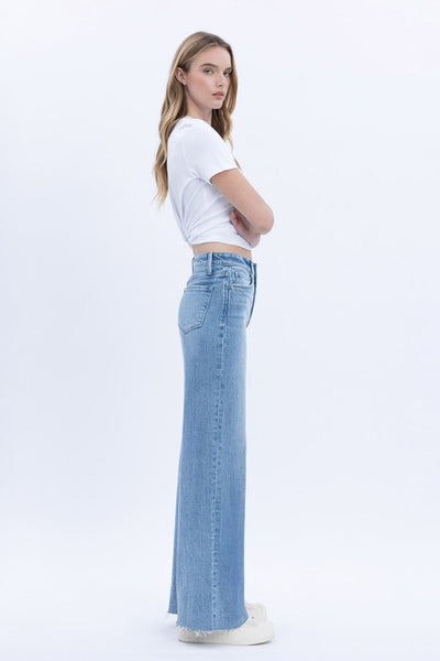 VERVET HIGH RISE CLEAN CUT RAW HEM WIDE JEANS PHOEBE