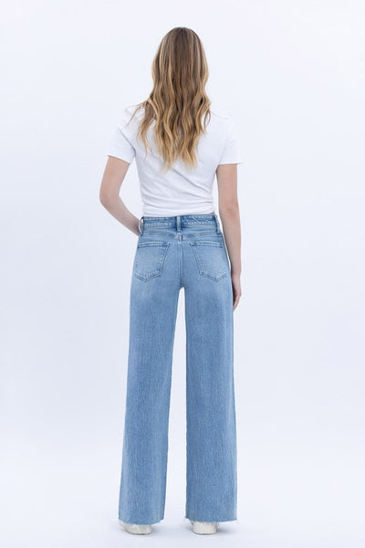 VERVET HIGH RISE CLEAN CUT RAW HEM WIDE JEANS PHOEBE