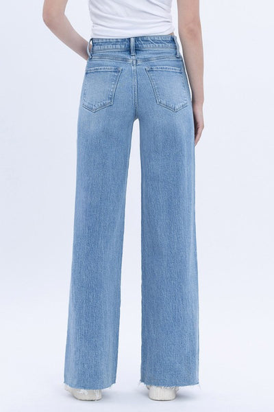 VERVET HIGH RISE CLEAN CUT RAW HEM WIDE JEANS PHOEBE